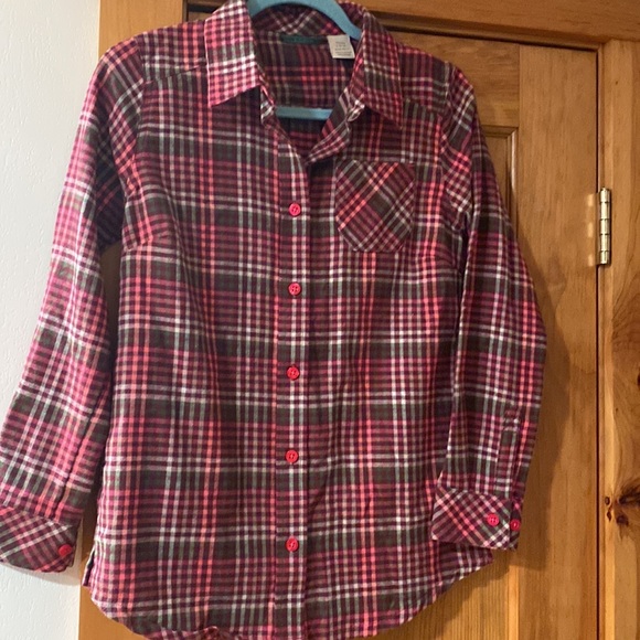 πHPπ NEW LL Bean Flannel Shirt Plaid Button Down Berry Girls Size 14 - Picture 5 of 7